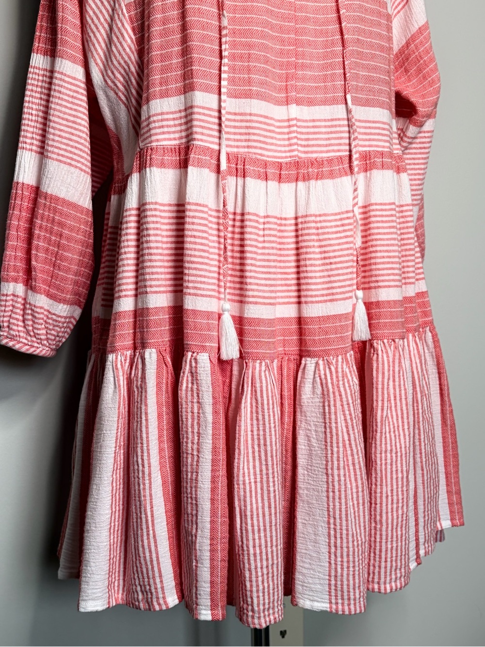 Seafolly Coral and White Cotton Striped Mini Dress, Small/Medium - Picture 5 of 10